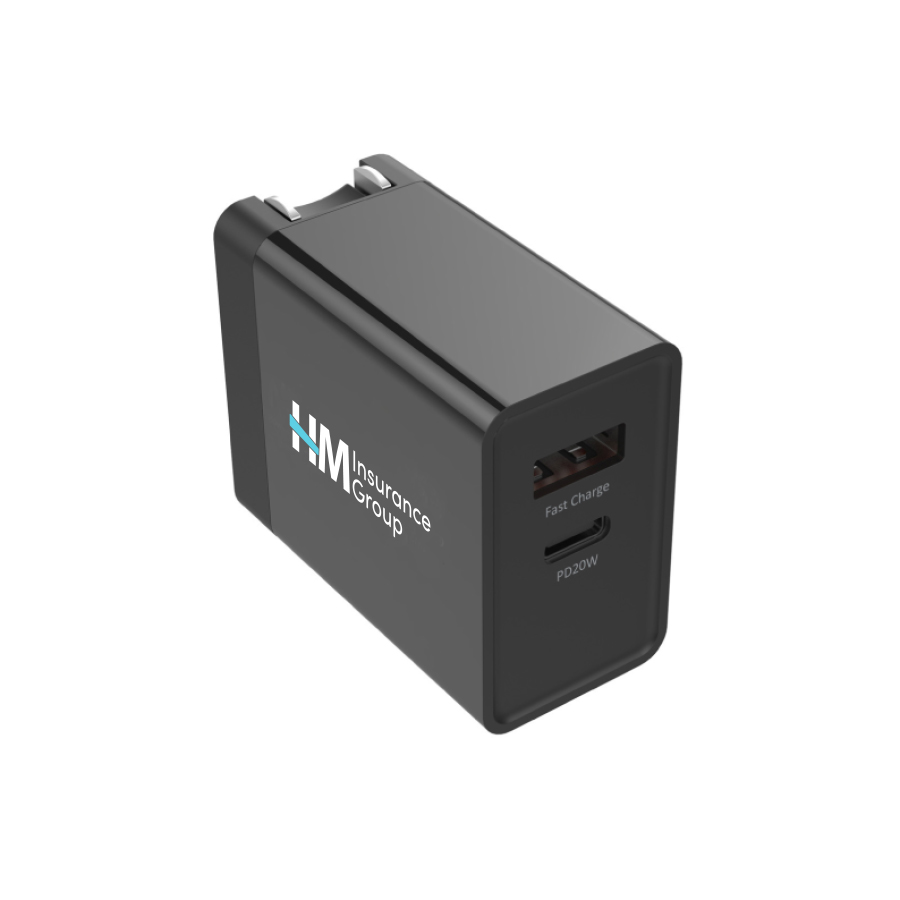 20W USB-C + 18W USB-A Fast Charging Wall Adapter